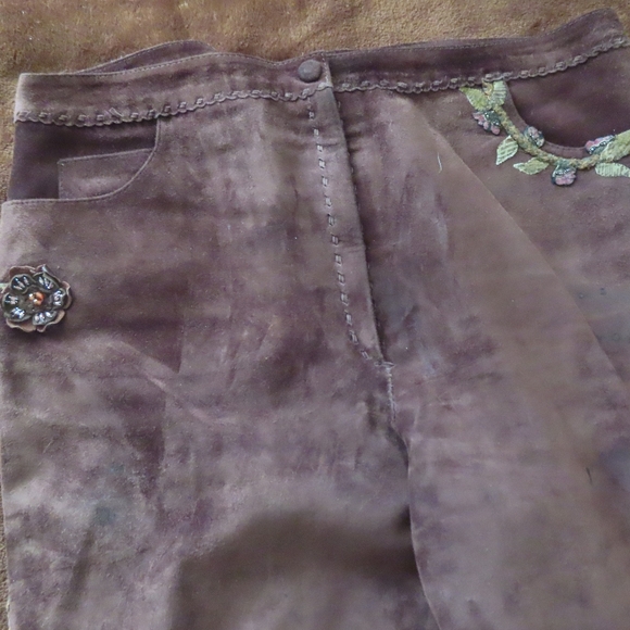 Gossamer Wings  suede leather Pants by Barbara Grimes (no size read!!!!!!!) - Picture 3 of 9